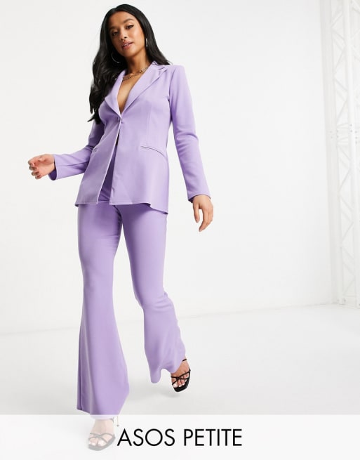 ASOS DESIGN Petite jersey kick flare suit trousers in lilac