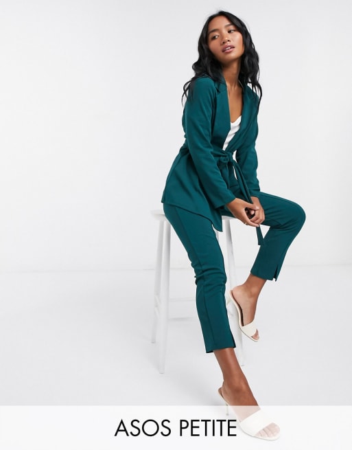 ASOS DESIGN Petite jersey slim suit trousers in forest green