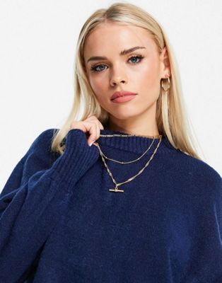 ASOS DESIGN petite knitted co-ord set in navy