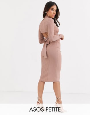 ASOS DESIGN Petite – Kombiteil mit Strukturrippung, in Braun