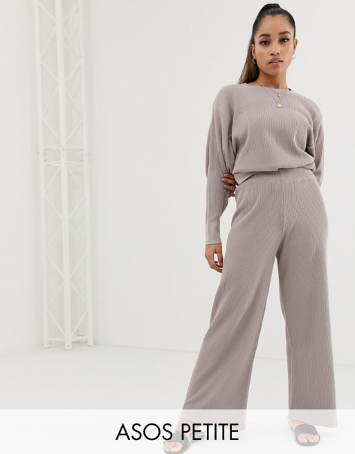 ASOS DESIGN Petite Premium Lounge - Felpa e pantaloni in maglia con maniche scivolate
