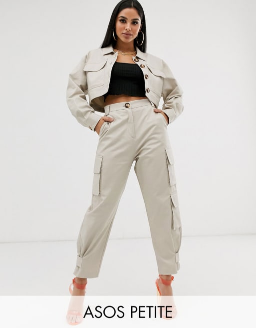 ASOS DESIGN petite utility suit in stone | ASOS