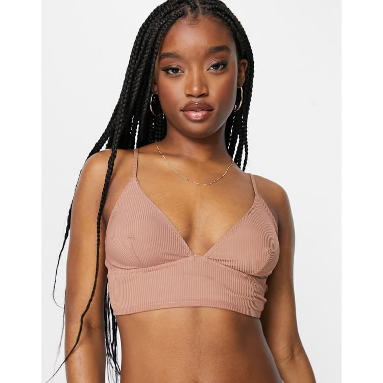 ASOS DESIGN ribbed seamfree contrast bralet