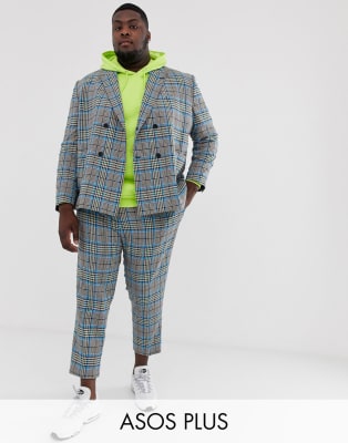 ASOS DESIGN Plus boxy suit with colour pop check | ASOS