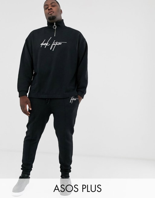 ASOS DESIGN Plus co-ord with chest print dark future logo