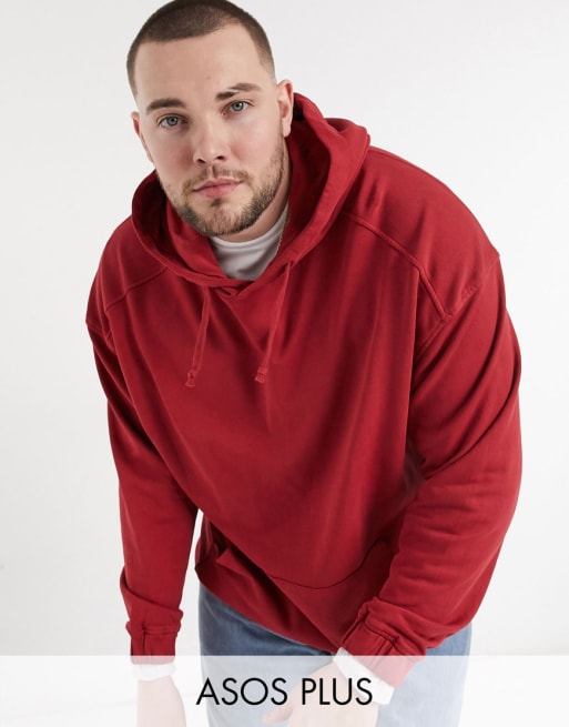 ASOS DESIGN - Plus - Oversized træningssæt i vasket rød - Del af sæt