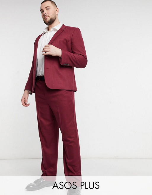 ASOS DESIGN Plus skinny suit jacket in burgundy twill