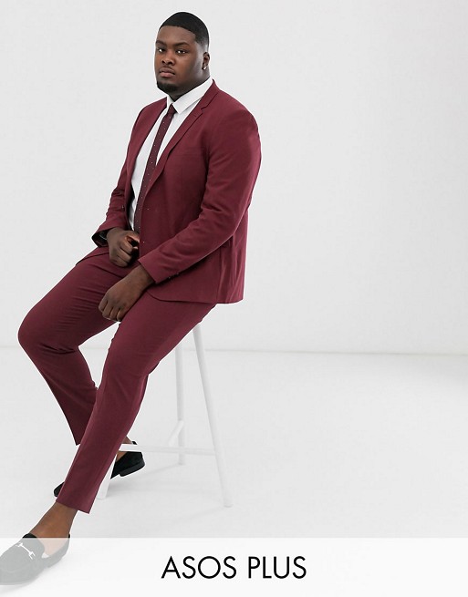 ASOS DESIGN Plus skinny suit in  burgundy