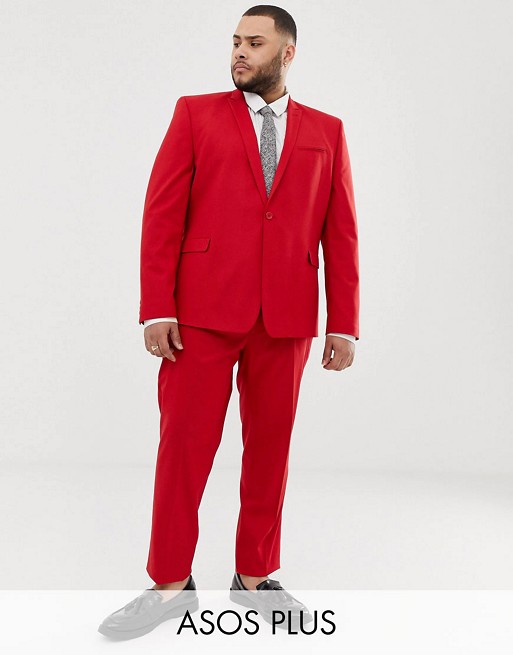 ASOS DESIGN Plus skinny suit in red