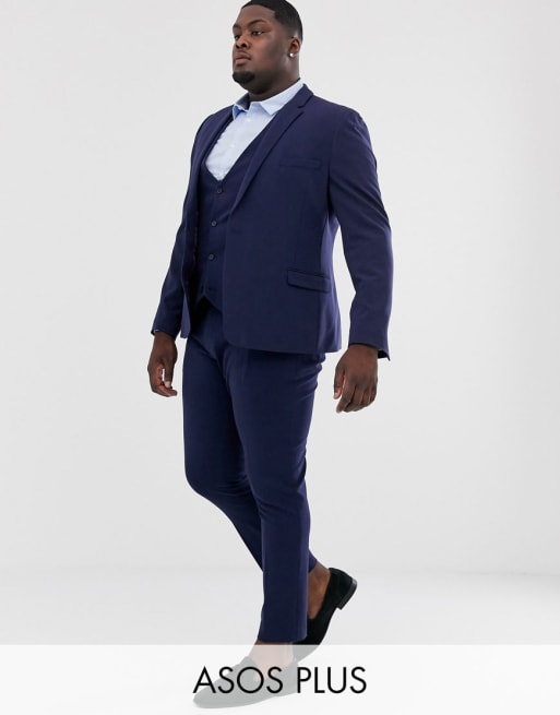 ASOS DESIGN Plus super skinny fit suit in  navy