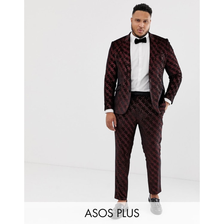 Asos red velvet suit hot sale