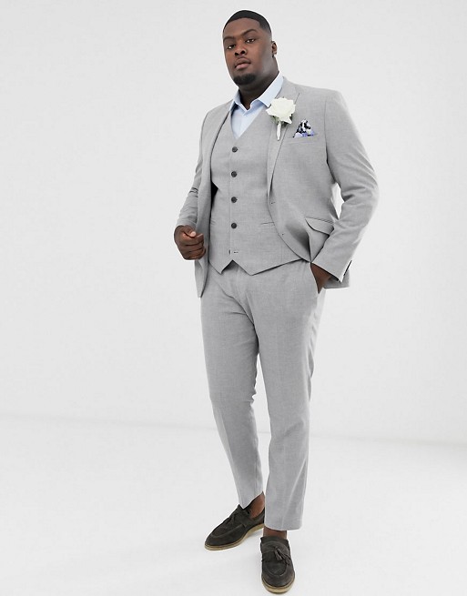 ASOS DESIGN Plus wedding skinny suit in grey twist micro texture