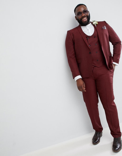 ASOS DESIGN Plus Wedding Skinny Suit Jacket In Micro Texture