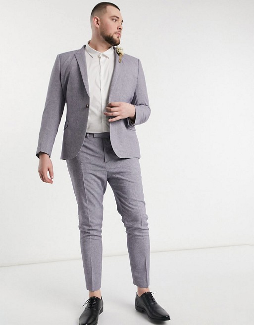 ASOS DESIGN Plus wedding super skinny suit trousers in dark grey cross hatch