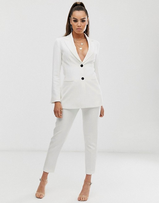 ASOS DESIGN pop waisted suit in white