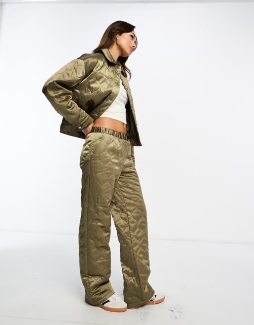 ASOS DESIGN quilted pants set in khaki