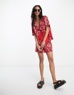 ASOS DESIGN red bandana print set