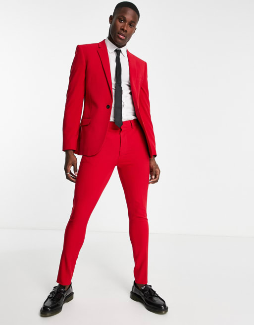 ASOS DESIGN red super skinny suit