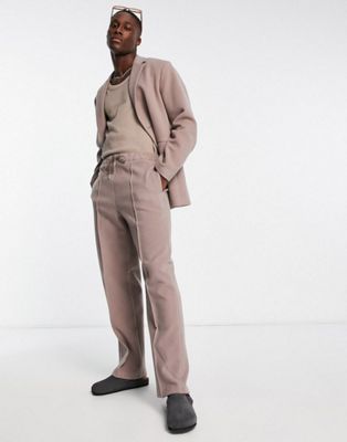 ASOS DESIGN extreme wide trousers in fawn brushed moleskin