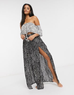 ASOS DESIGN – Schwarz-weiß gepunktetes Strandset
