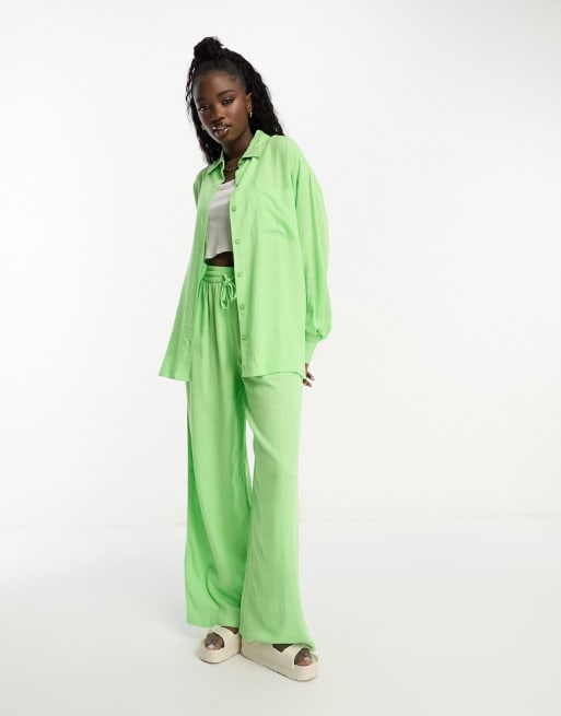 ASOS DESIGN – Set aus leinen inklusive Schlupfhose in Apfelgrün