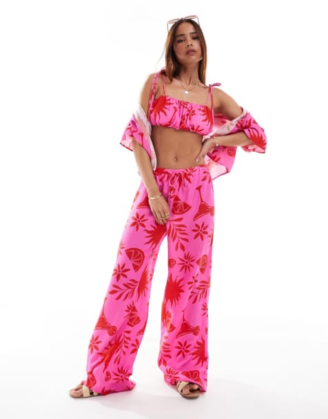 ASOS DESIGN – Set i linnemix med bralette, skjorta och byxor - view 1