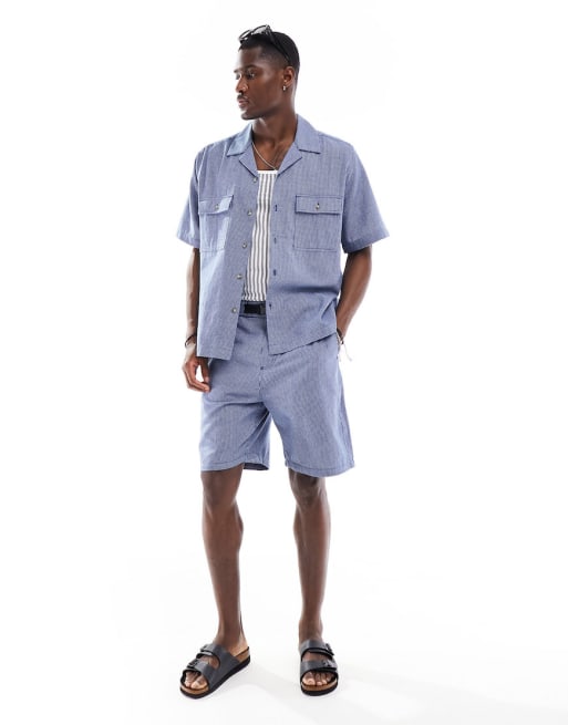 ASOS DESIGN – Set in Blau mit Dad-Karomuster
