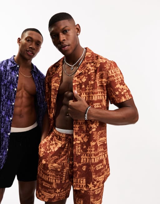 ASOS DESIGN set in brown 'Havana' print