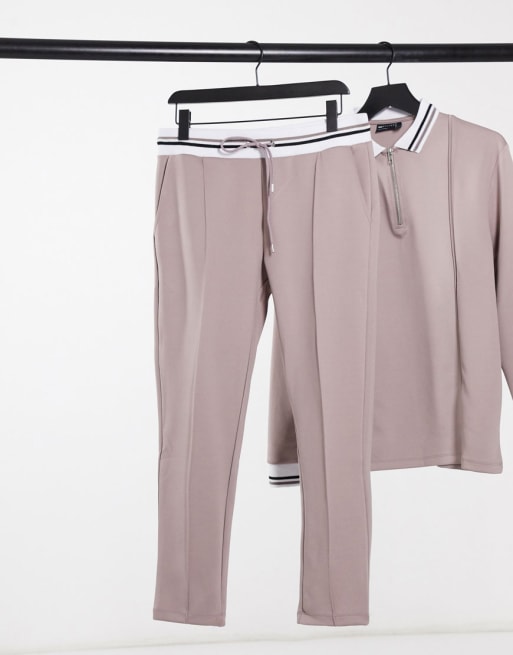 ASOS DESIGN set in scuba with contrast tipping and waistband 