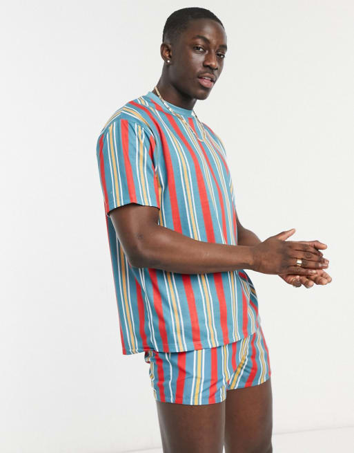 ASOS DESIGN set in stripe in blue and red