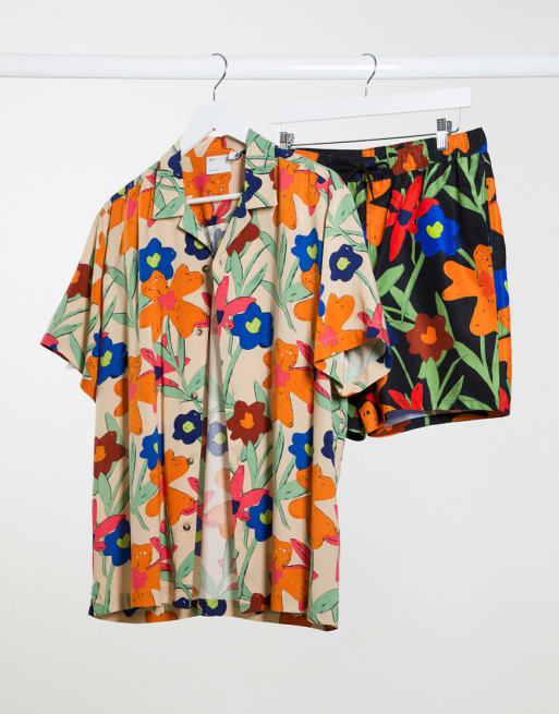 ASOS DESIGN – Set mit handgemaltem Blumenmuster