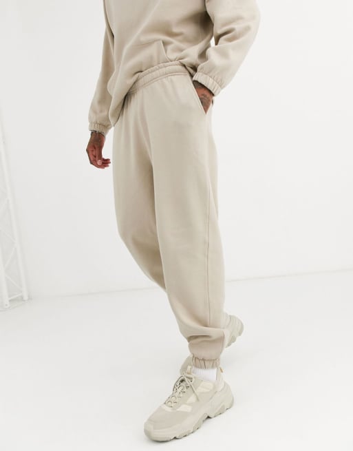 ASOS DESIGN oversized sweatpants in beige - BEIGE