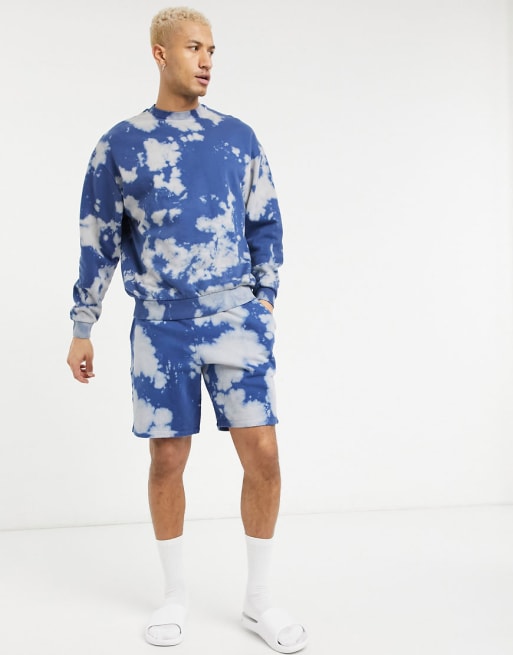 ASOS DESIGN set oversized tracksuit in earthy tones and blue tie dye | ASOS