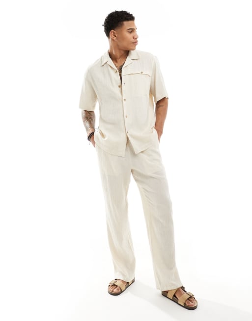 ASOS DESIGN set with crinkle texture in sand