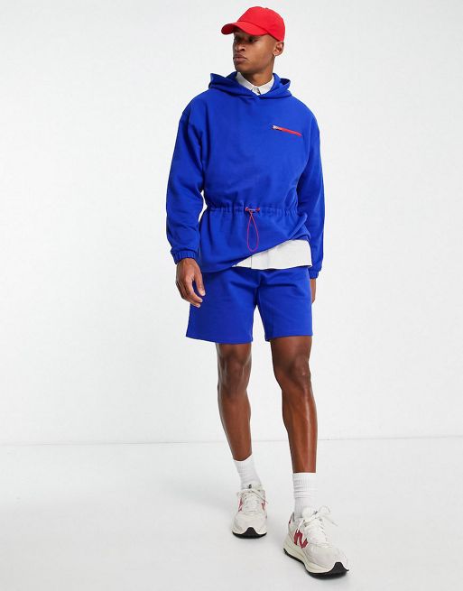 ASOS DESIGN oversized hoodie with drawstring waist in blue - part of a set
