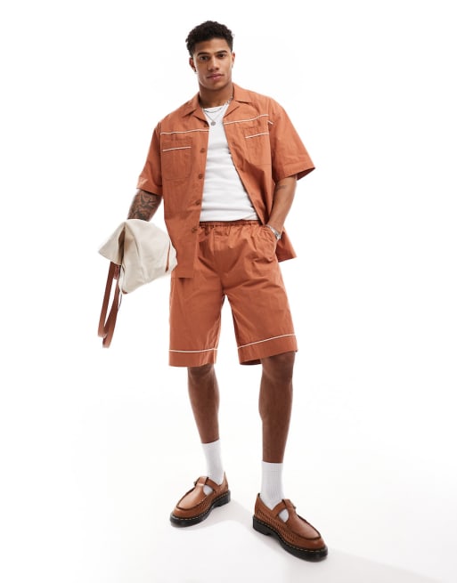 ASOS DESIGN set with piping in rust