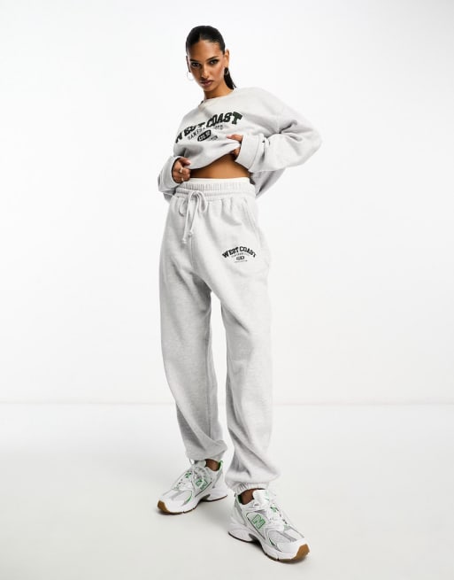 ASOS DESIGN set with West Coast graphic in ice heather