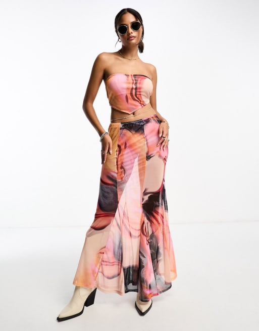 Sheer mesh 2025 maxi skirt