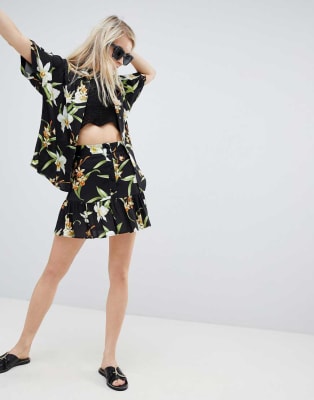 hawaiian print mini skirt