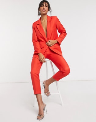 asos red suit womens