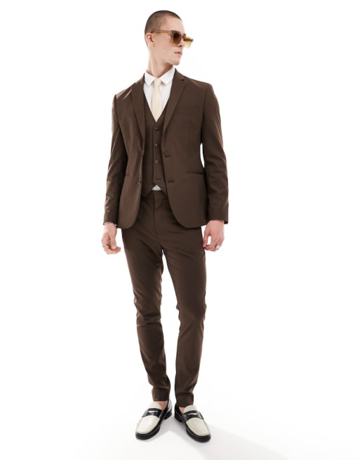 FhyzicsShops DESIGN skinny chocolate brown suit