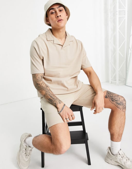 ASOS DESIGN skinny co-ord set in beige pique