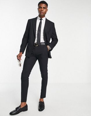 ASOS DESIGN skinny double breasted suit in black