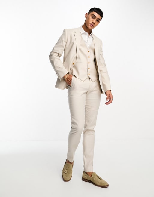 Mens skinny linen suit sale