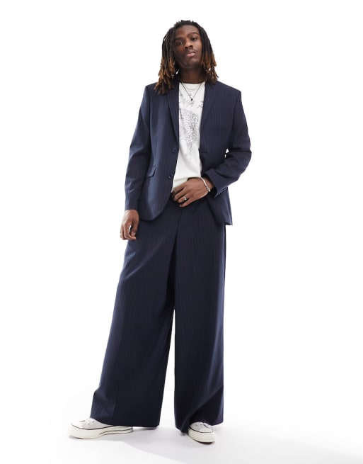 FhyzicsShops DESIGN skinny pinstripe suit in navy