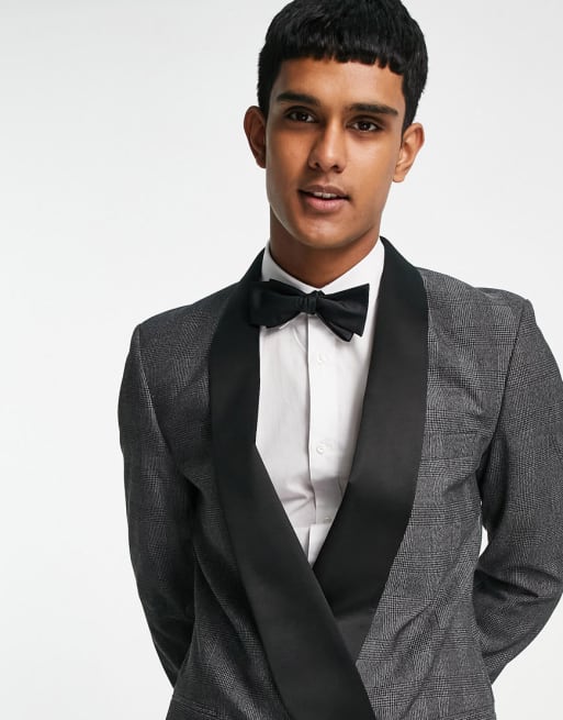 ASOS DESIGN - Skinny smokingpak met lang revers in grijs