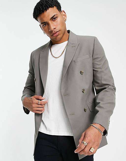 ASOS DESIGN skinny double breasted khaki suit