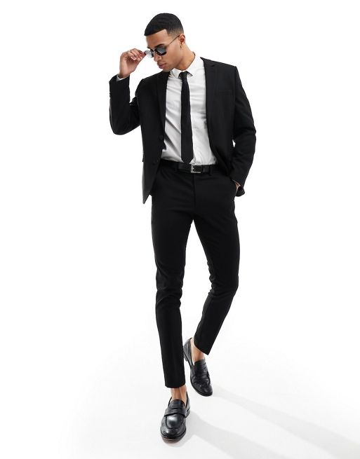 FhyzicsShops DESIGN skinny suit in black twill