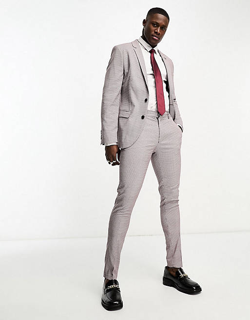 ASOS DESIGN skinny suit in burgundy check | ASOS