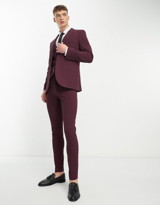 Burgundy skinny clearance suit